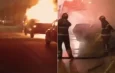 Carro é destruído por incêndio após ser estacionado sobre fogueira