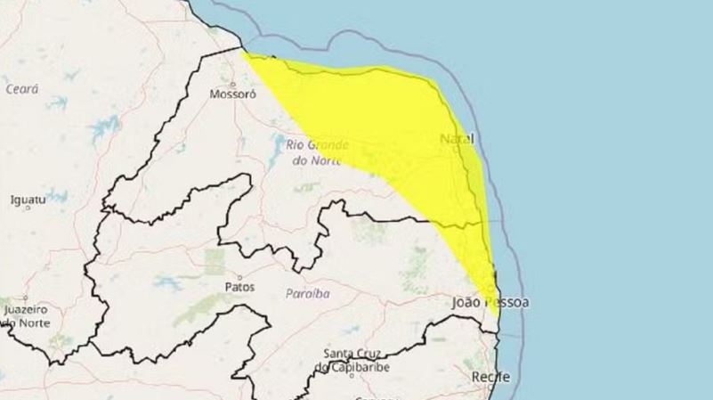 Inmet emite alerta de acumulado de chuvas para 85 cidades do RN